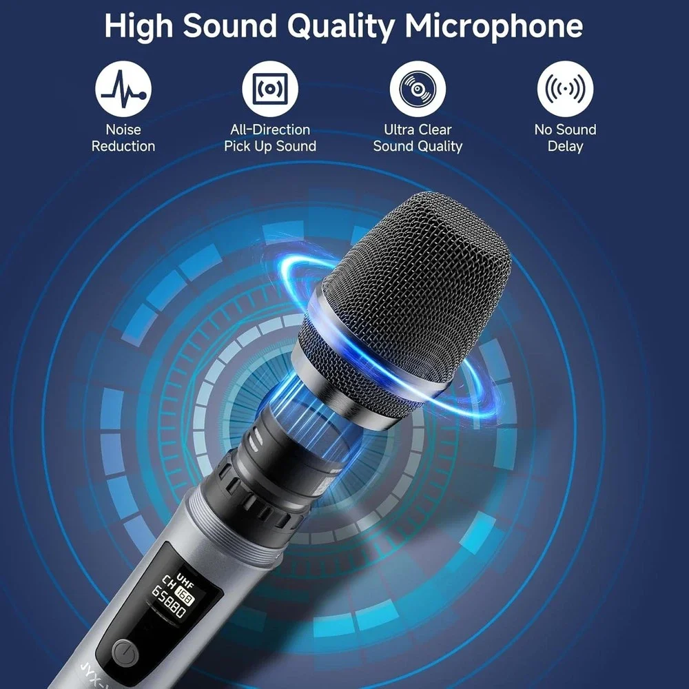 JYX Wireless Microphone, Professional UHF Metal Handheld Dynamic Mic